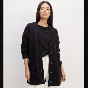 Everlane Black Long Button-Up Mohair-Blend Cardigan